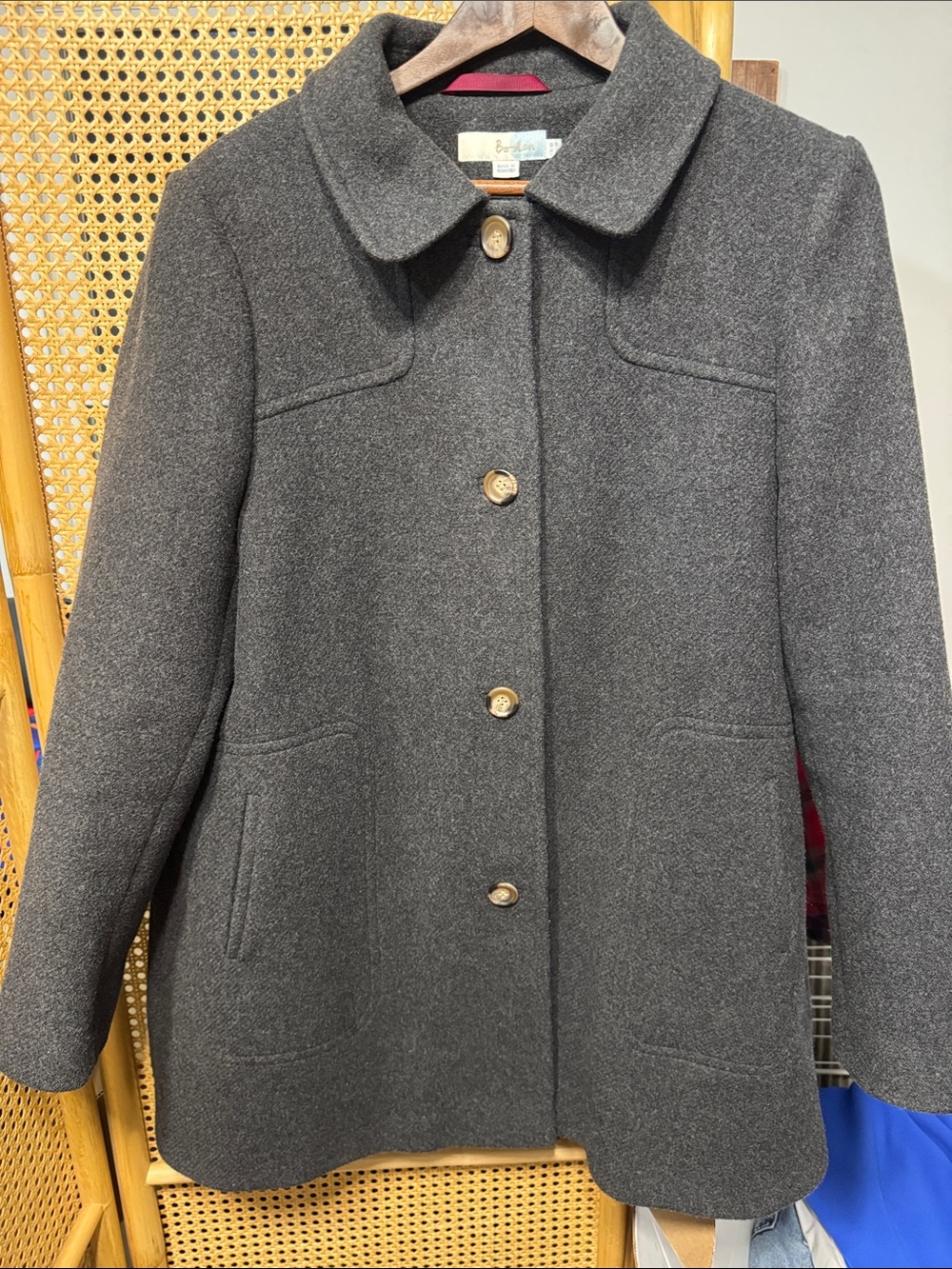 Boden Women's Dark Gray Wool Blend Coat US SIZE 14
